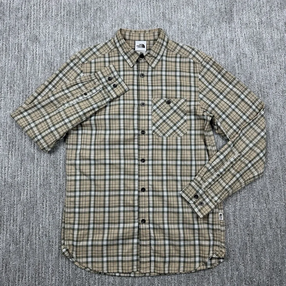 The North Face Mens Small Button Down Shirt Plaid Long Sleeve Casual Hiking